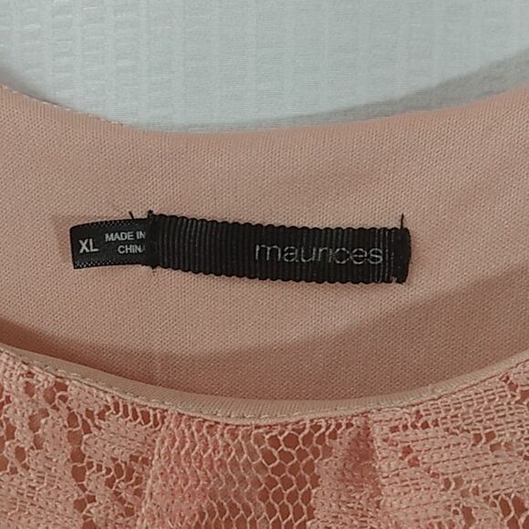 Maurices Women's Peach Lace Sleeveless Scoop Neck Empire Waist Dress XL - Picture 9 of 10